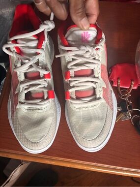 Nike Women's White Sneakers with Coral Pink Accents